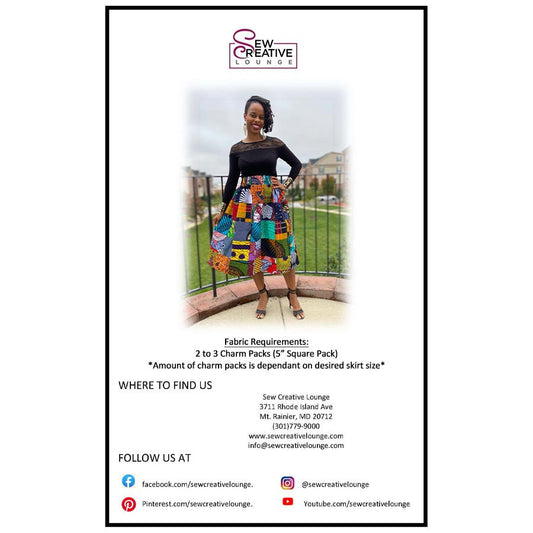 5" Block African Patchwork Skirt Pattern by Sew Creative Lounge - Sew Creative Lounge from Fort Worth Fabric Studio