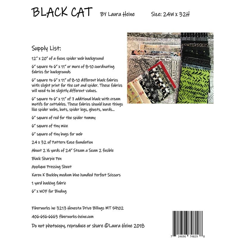 Black Cat Quilt Pattern from Fiberworks Inc - Fiberworks Inc from Fort Worth Fabric Studio