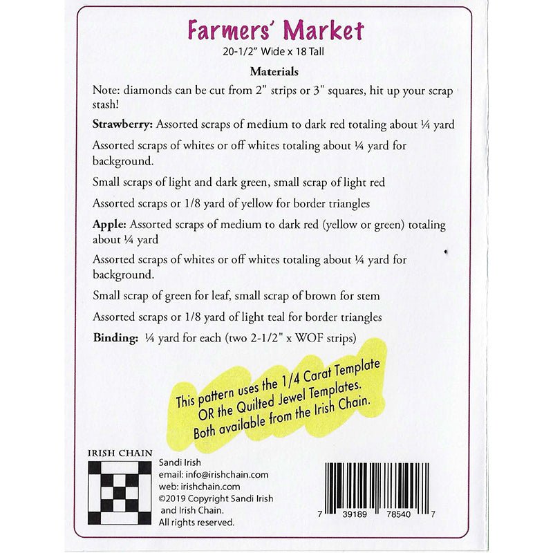 Farmer's Market Table Topper Pattern by Irish Chain - Irish Chain from Fort Worth Fabric Studio