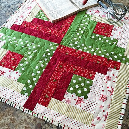 Free Sew Merry Log Cabin Table Topper Pattern | Fort Worth Fabric Studio - Fort Worth Fabric Studio