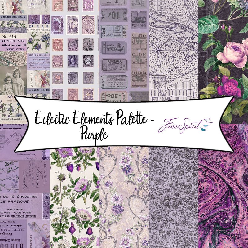 Eclectic Elements Palette - Purple by Tim Holtz for Free Spirit Fabrics - Fort Worth Fabric Studio