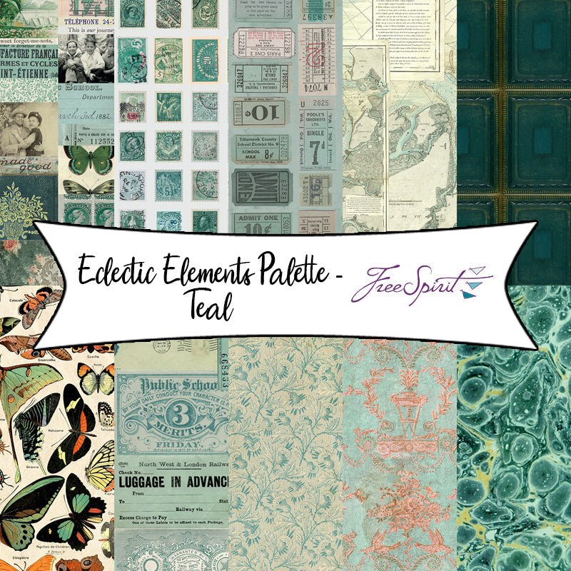 Eclectic Elements Palette - Teal by Tim Holtz for Free Spirit Fabrics - Fort Worth Fabric Studio