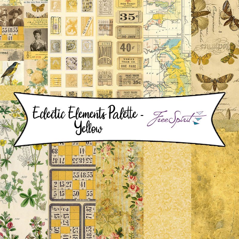 Eclectic Elements Palette - Yellow by Tim Holtz for Free Spirit Fabrics - Fort Worth Fabric Studio