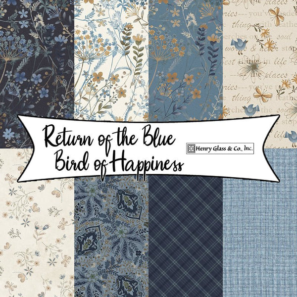 Return of the Blue Bird of Happiness by Janet Nesbitt for Henry Glass Fabrics - Fort Worth Fabric Studio
