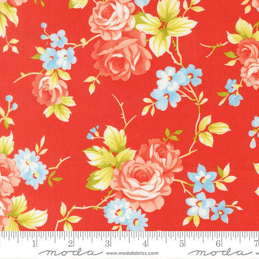 108" Quilt Backing Rosie Rose Florals Strawberry from Moda 3 YARD CUT - Moda from Fort Worth Fabric Studio