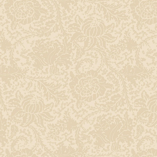 108" Quilt Backs Anna B's Indigos Floral Cream from Marcus 3 Yard Cut - Marcus Fabrics from Fort Worth Fabric Studio