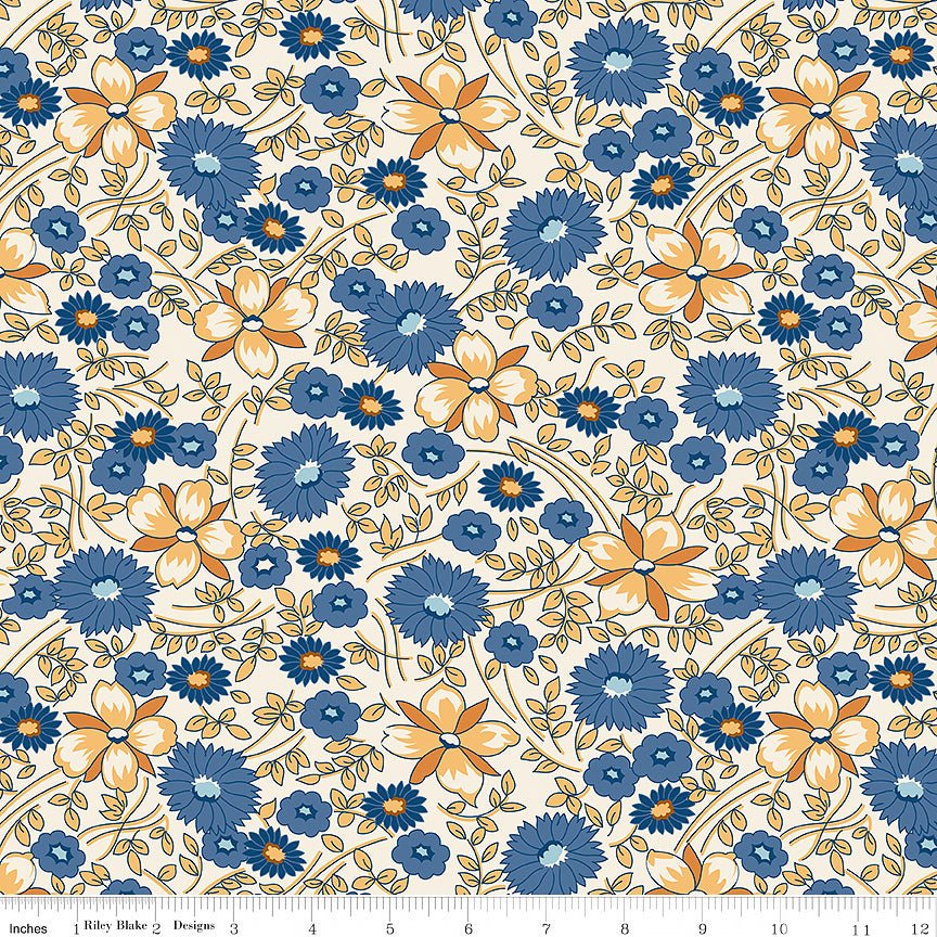 108" Quilt Backs Denim & Daisy Prairie Flower Multi from Riley Blake 3 YARD CUT - Riley Blake from Fort Worth Fabric Studio