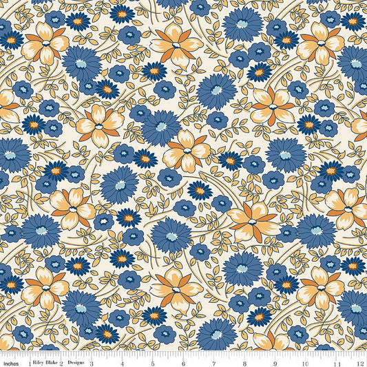 108" Quilt Backs Denim & Daisy Prairie Flower Multi from Riley Blake 3 YARD CUT - Riley Blake from Fort Worth Fabric Studio