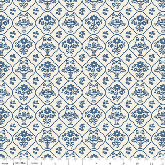 108" Quilt Backs Denim & Daisy Wallpaper Denim from Riley Blake 3 YARD CUT - Riley Blake from Fort Worth Fabric Studio