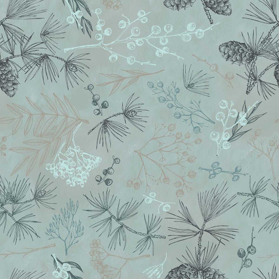 108" Quilt Backs Good Natured Tree Bits Mint from StudioE 3 YARD CUT - Studio E from Fort Worth Fabric Studio