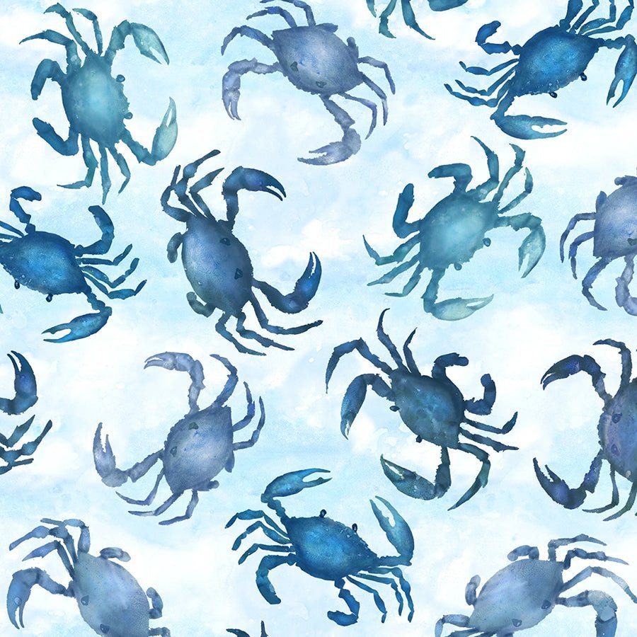 108" Quilt Backs Ocean Life Crabs Blue from Windham 3 YARD CUT - Windham from Fort Worth Fabric Studio
