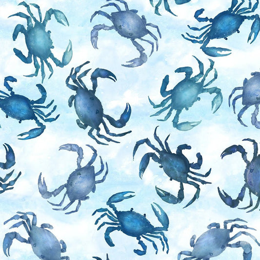 108" Quilt Backs Ocean Life Crabs Blue from Windham 3 YARD CUT - Windham from Fort Worth Fabric Studio