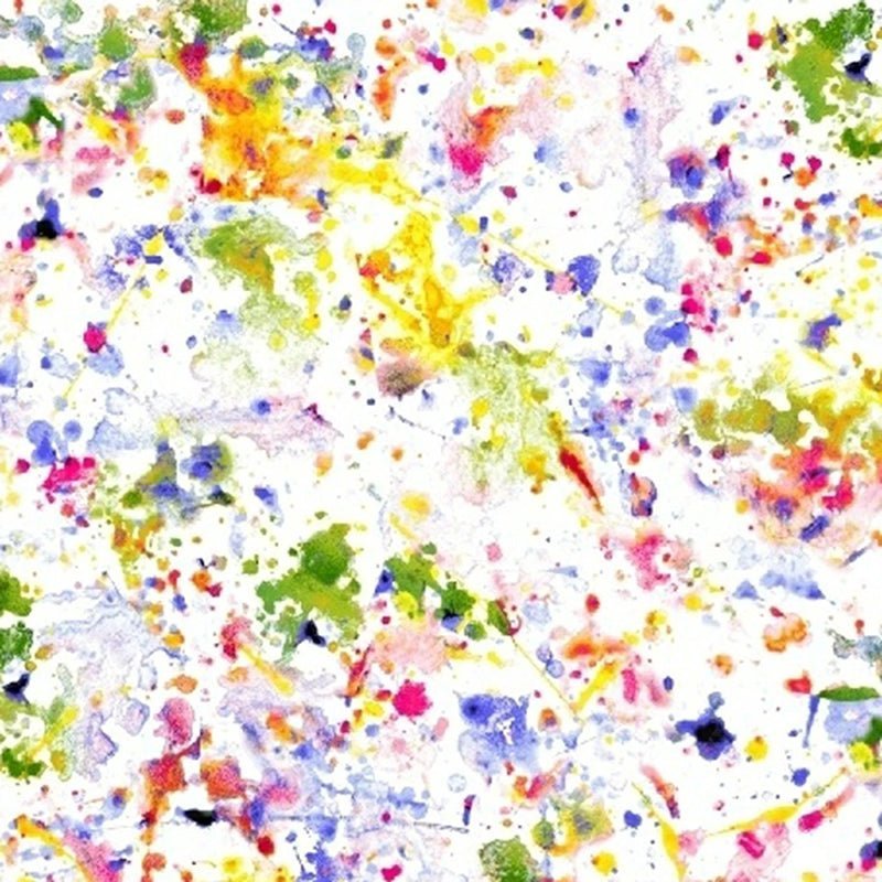108" Quilt Backs Paint Splatter White/Multi from Windham 3 YARD CUT - Windham from Fort Worth Fabric Studio