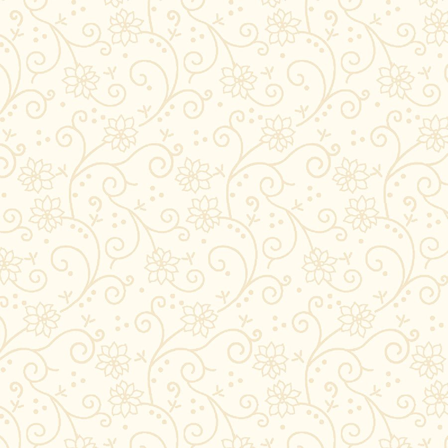 108" Quilt Backs Peppermint & Pine Swirly Poinsettia Cream from Marcus 3 YARD CUT - Marcus Fabrics from Fort Worth Fabric Studio