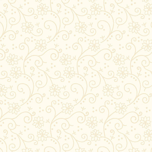 108" Quilt Backs Peppermint & Pine Swirly Poinsettia Cream from Marcus 3 YARD CUT - Marcus Fabrics from Fort Worth Fabric Studio