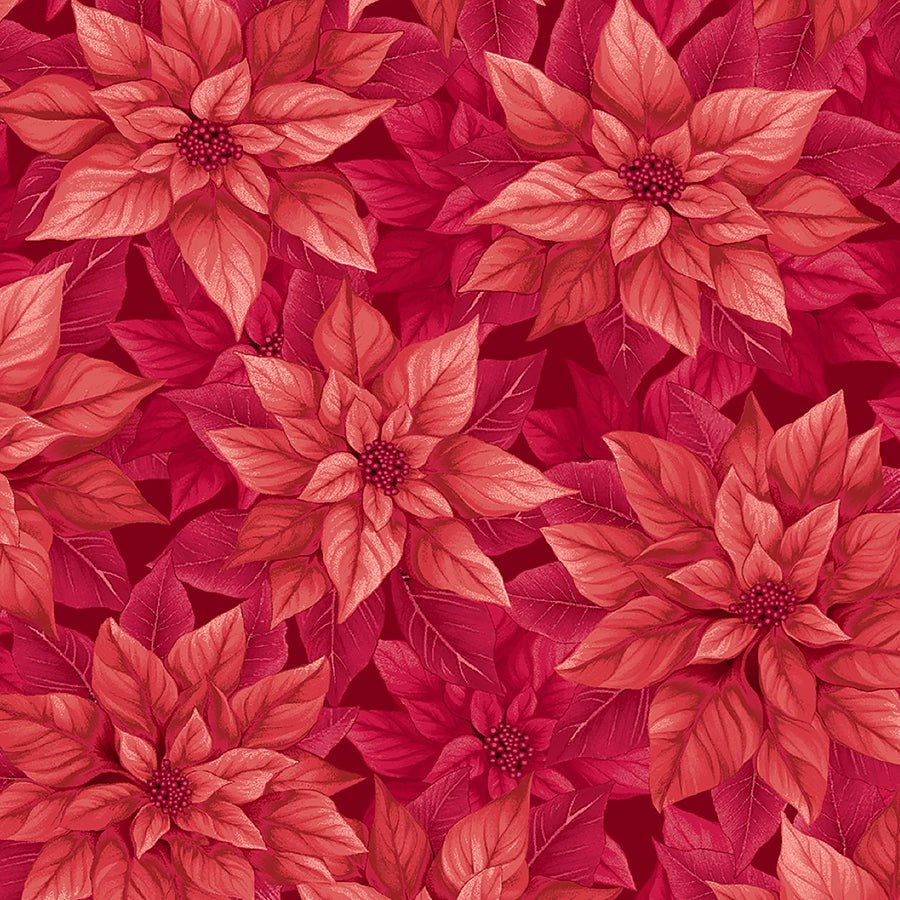 108" Quilt Backs Poinsettia Splendor Red from Henry Glass 3 YARD CUT - Henry Glass from Fort Worth Fabric Studio
