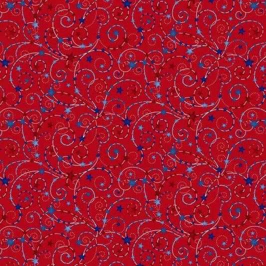 108" Quilt Backs Star Spangled Stars Red from Henry Glass 3 YARD CUT - Henry Glass from Fort Worth Fabric Studio