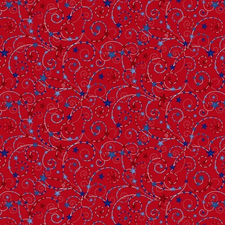 108" Quilt Backs Star Spangled Stars Red from Henry Glass – Remnant 102″ × 108″ - Henry Glass from Fort Worth Fabric Studio