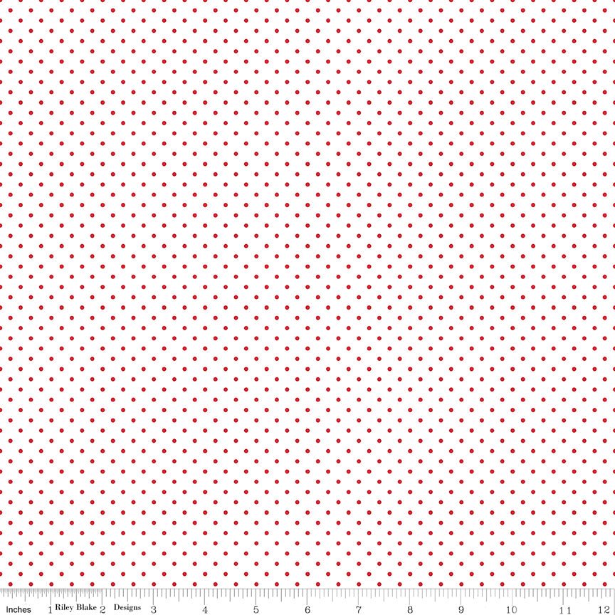 108" Quilt Backs Swiss Dot Red on White from Riley Blake 3 YARD CUT - Riley Blake from Fort Worth Fabric Studio