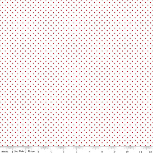 108" Quilt Backs Swiss Dot Red on White from Riley Blake 3 YARD CUT - Riley Blake from Fort Worth Fabric Studio