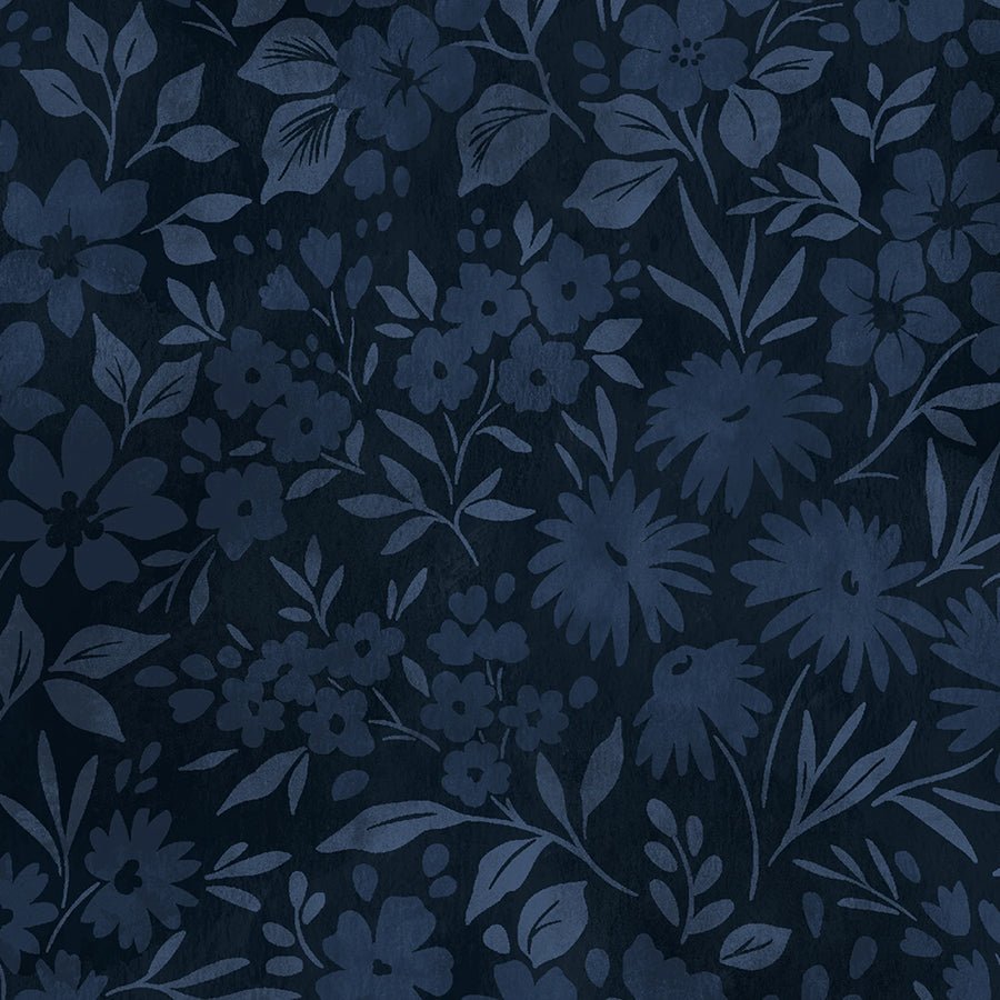 108" Quilt Backs Wild Pasture Tonal Floral Midnight from Studio E 3 YARD CUT - Studio E from Fort Worth Fabric Studio