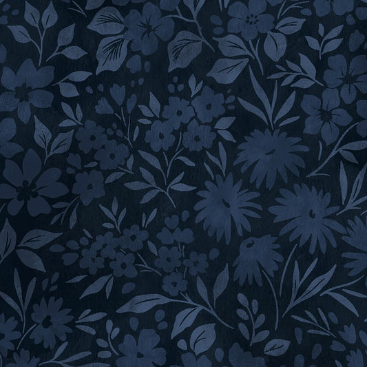108" Quilt Backs Wild Pasture Tonal Floral Midnight from Studio E 3 YARD CUT - Studio E from Fort Worth Fabric Studio