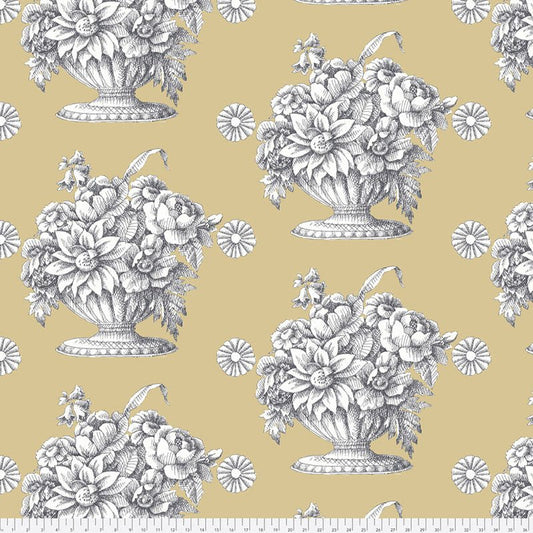 108" Wide Cotton Sateen Quilt Backing Kaffe Fassett Stone Flower Beige 3 YARD CUT - Free Spirit from Fort Worth Fabric Studio