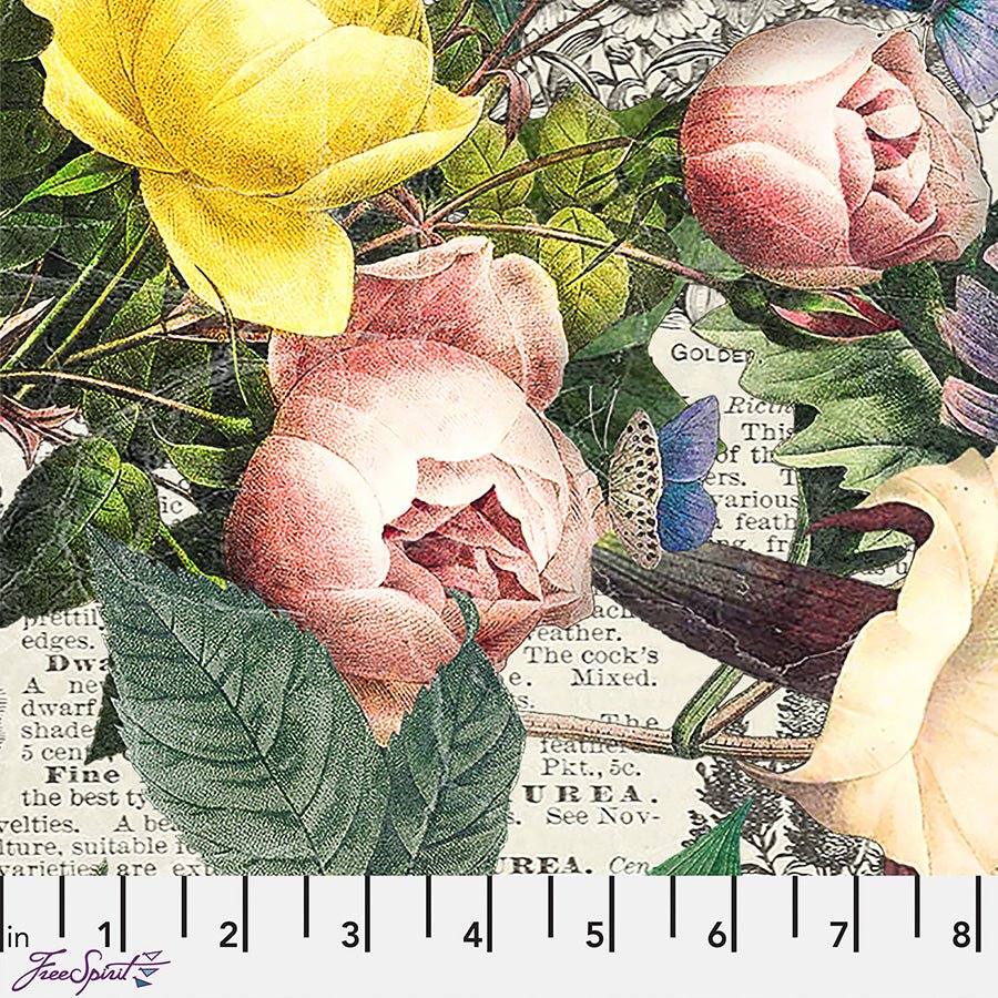 108" Wide Quilt Backing Eclectic Elements Floristry Palette - Free Spirit from Fort Worth Fabric Studio
