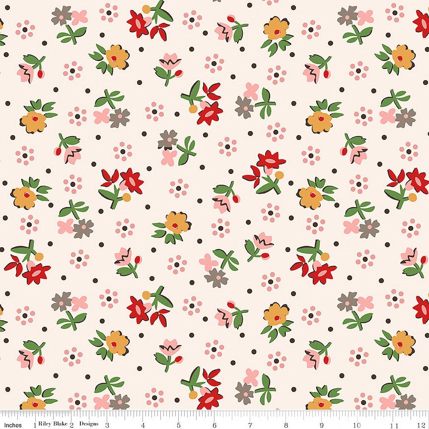 108" Wide Quilt Backing Gentler Times Reunion Coral from Riley Blake 3 YARD CUT - Riley Blake from Fort Worth Fabric Studio
