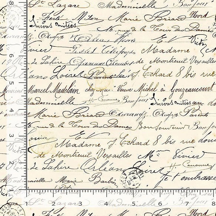 108" Wide Quilt Backing Handwriting Text Cream - Timeless Treasures from Fort Worth Fabric Studio