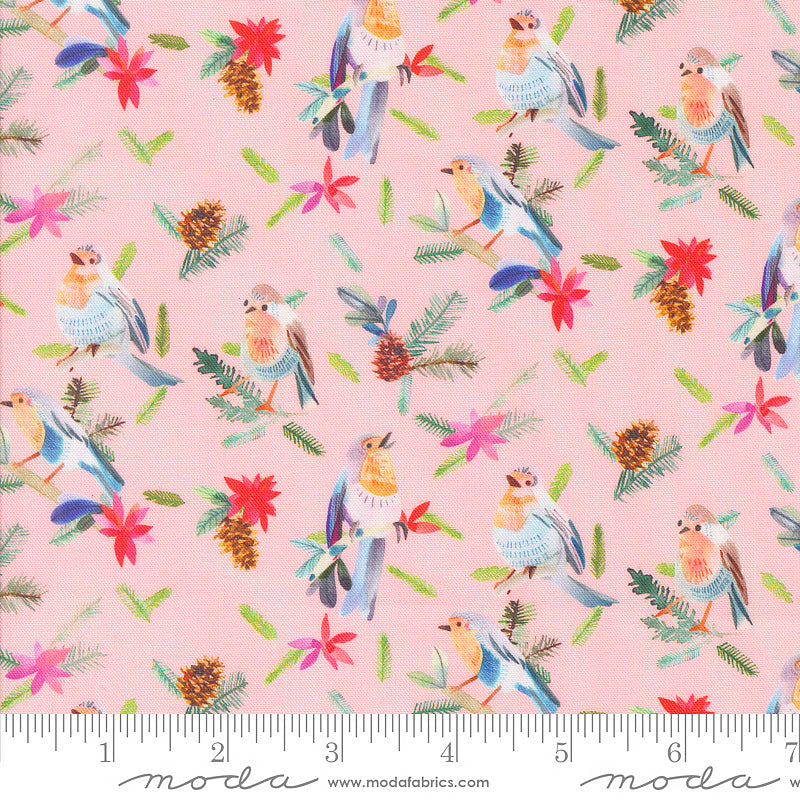 Moda Love & Cheer Robins & Pinecones Ballet 1 Yard Cut