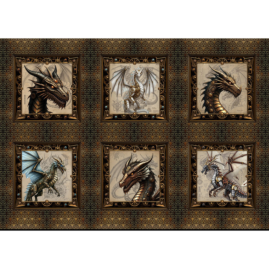 Dragons - Steampunk Dynasty 31 ½" Panel Multi