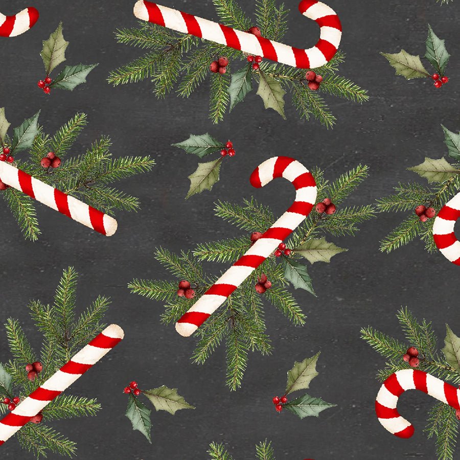 3 Wishes Very Merry Gingerbread Sugar & Spruce Charcoal 1 Yard Cut - 3 Wishes Fabric from Fort Worth Fabric Studio