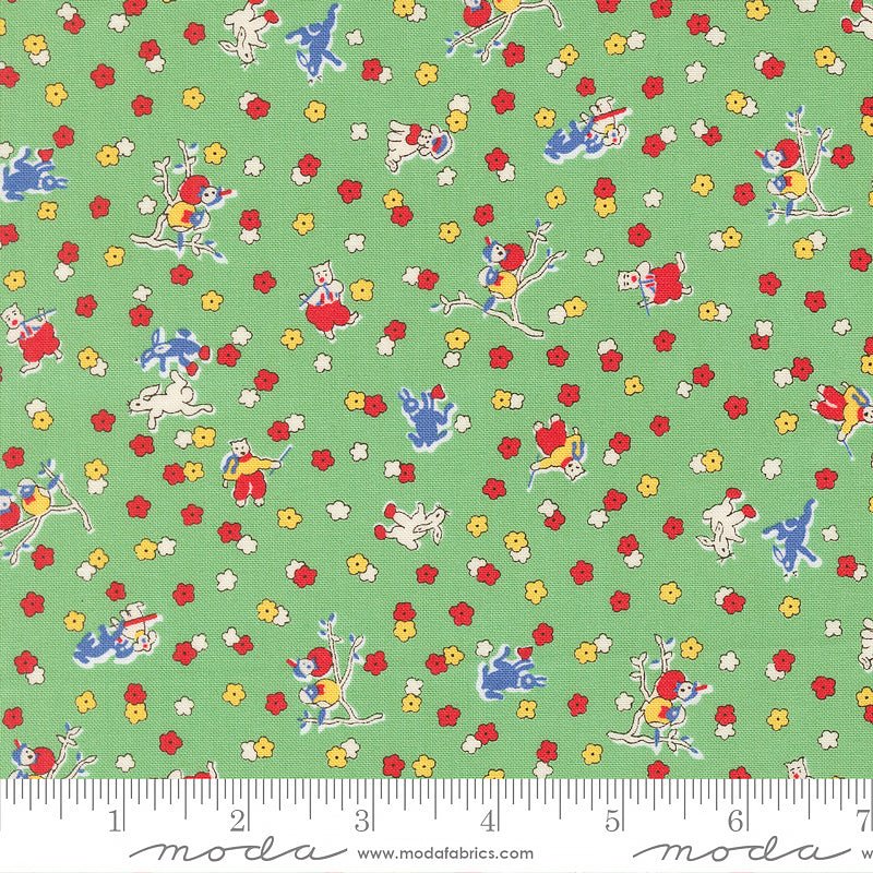 30's Playtime Frolicking Animals Aloe - Moda from Fort Worth Fabric Studio