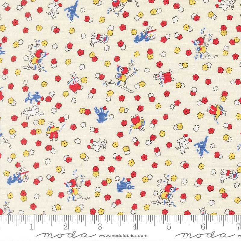 30's Playtime Frolicking Animals Eggshell - Moda from Fort Worth Fabric Studio