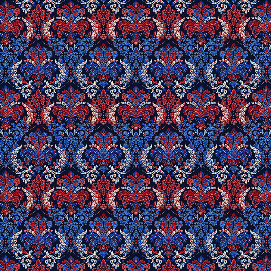 108" Wide Quilt Backing Liberty Hill Damask Navy from Henry Glass 3 YARD CUT