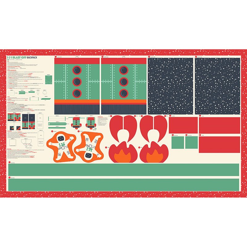 321 Blast Off 36" X 60" Backpack Panel Multi - Moda from Fort Worth Fabric Studio
