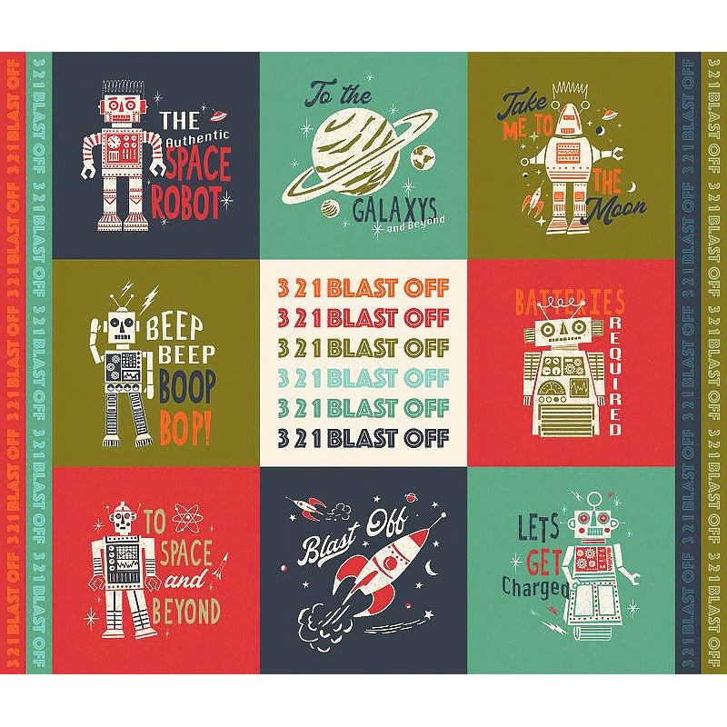 321 Blast Off 36"Square Panel Multi - Moda from Fort Worth Fabric Studio