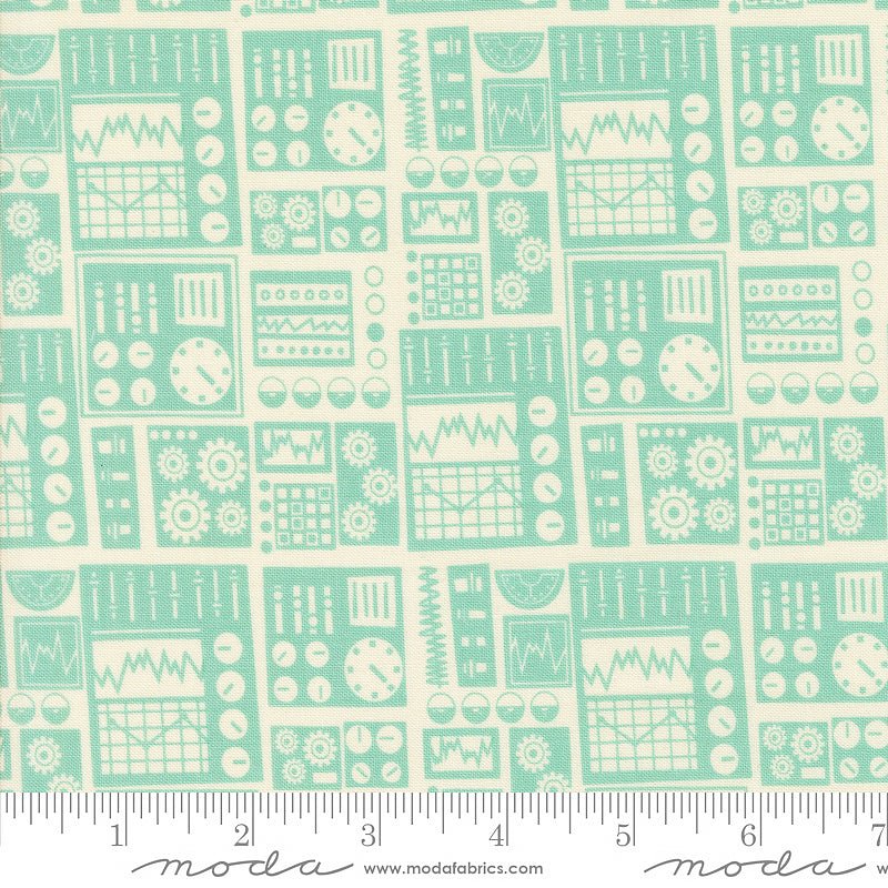 321 Blast Off Radio Dashboard Blue Nebula - Moda from Fort Worth Fabric Studio