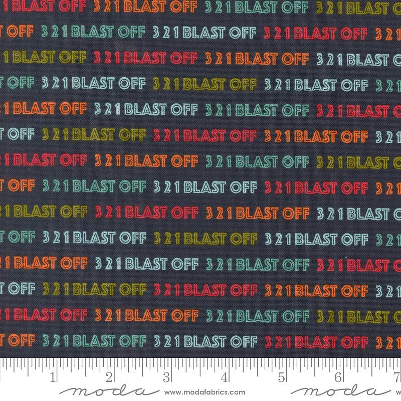 321 Blast Off Text & Words Night Sky - Moda from Fort Worth Fabric Studio