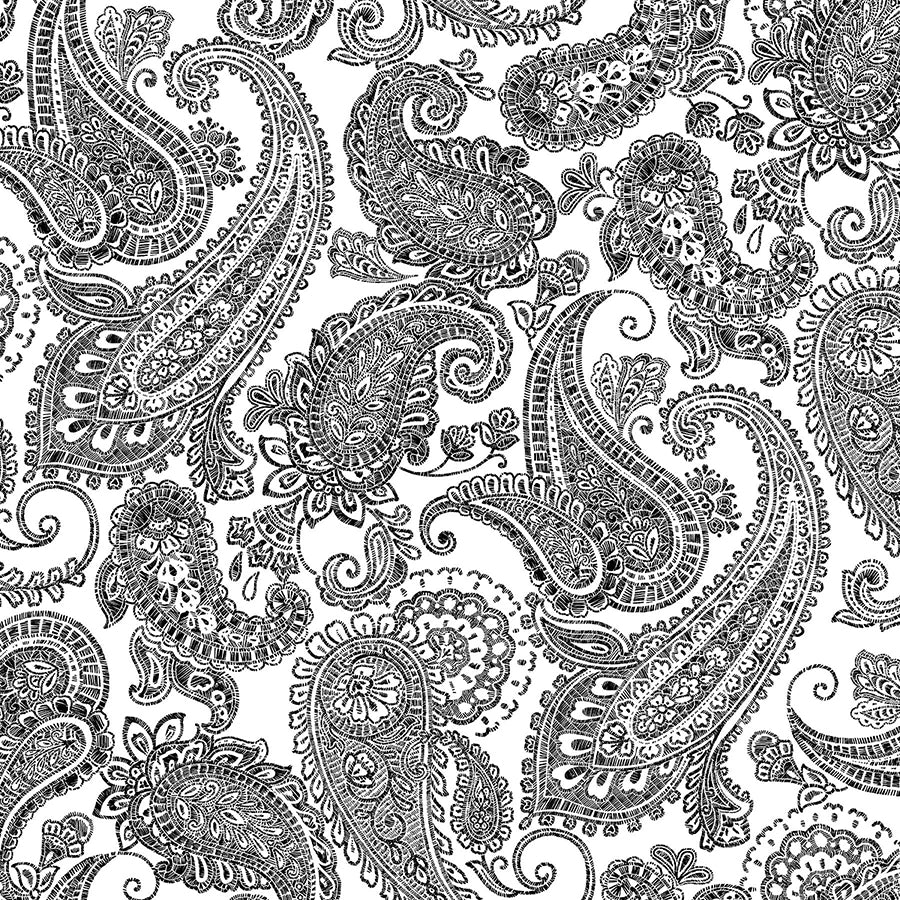 118"  Wide Quilt Backing Parkside Paisley Black & White from Henry Glass 3 YARD CUT