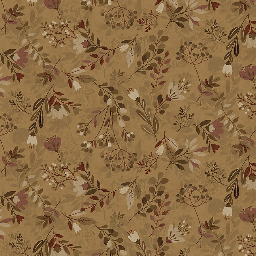 108" Wide Quilt Backing Meadow Caramel from Henry Glass 3 YARD CUT