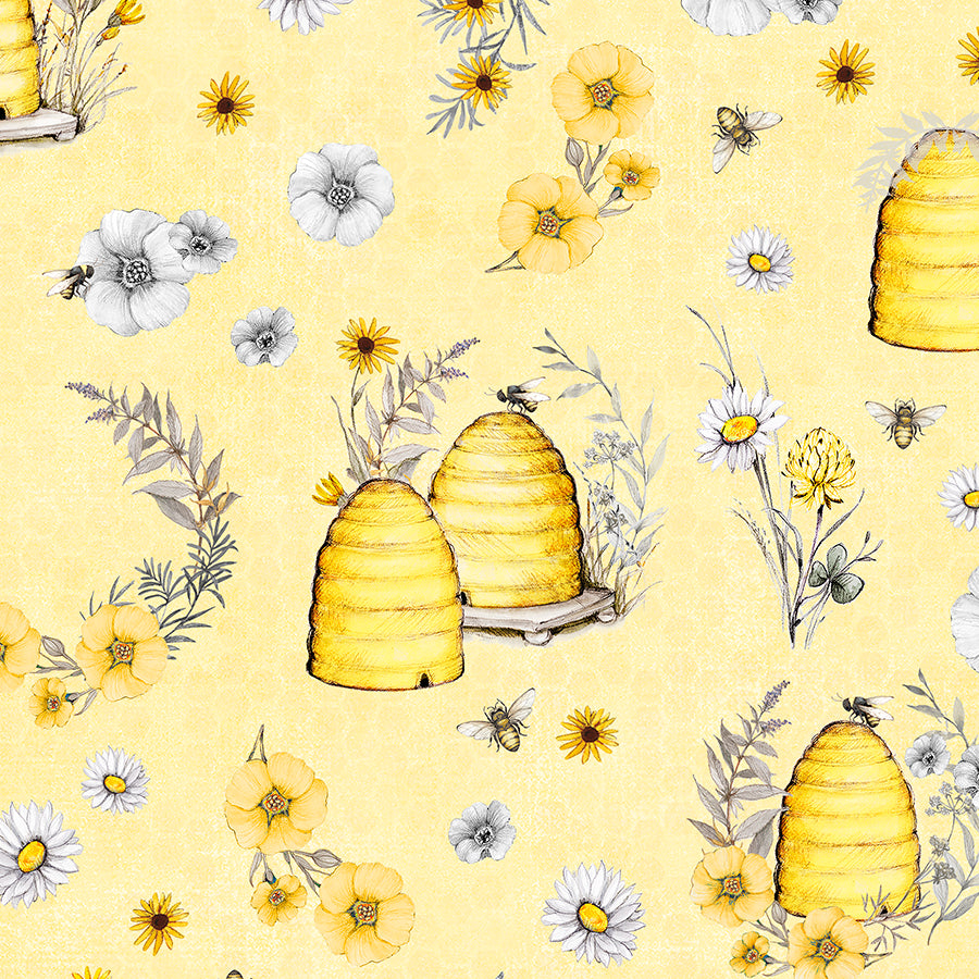 Buzzin' Blooms Large All Over Yellow