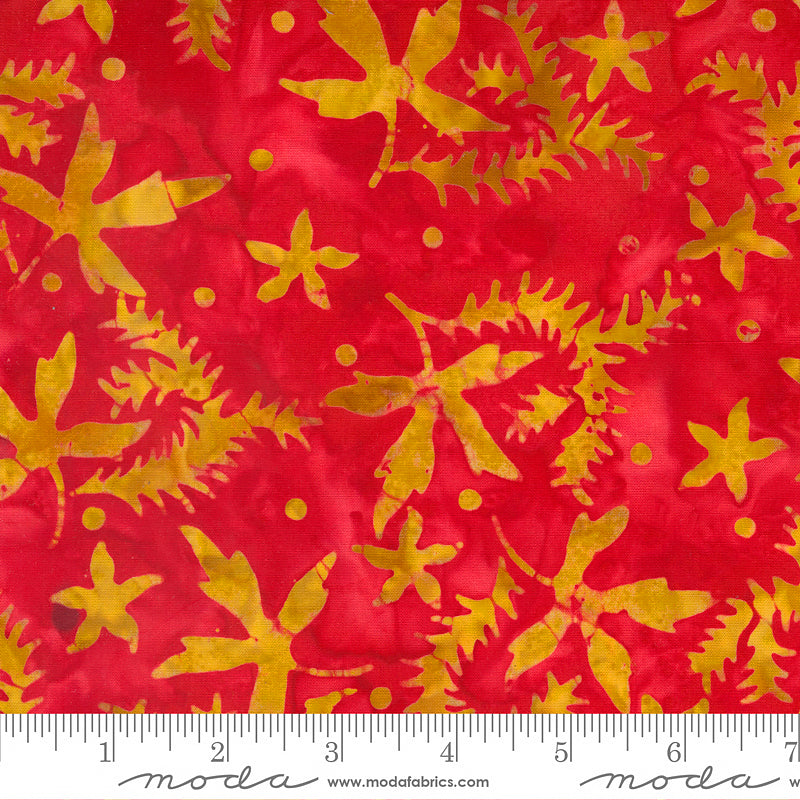 Moda Chroma Batiks Leaves Cherry 1 Yard Cut