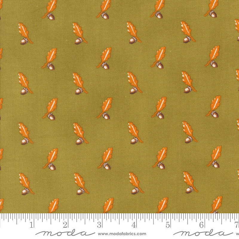 Moda Pumpkin Spice Gatherings Acorn & Oak Basil 1 Yard Cut