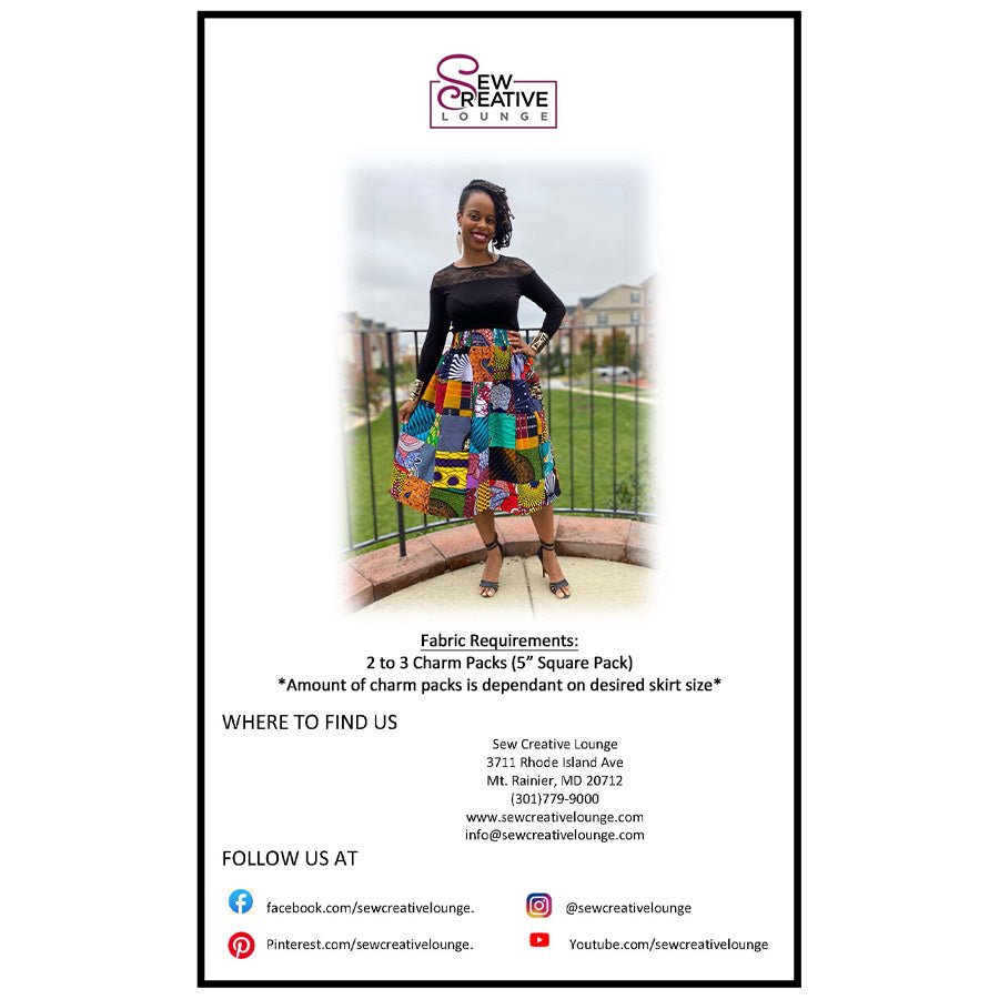 5" Block African Patchwork Skirt Pattern by Sew Creative Lounge - Sew Creative Lounge from Fort Worth Fabric Studio