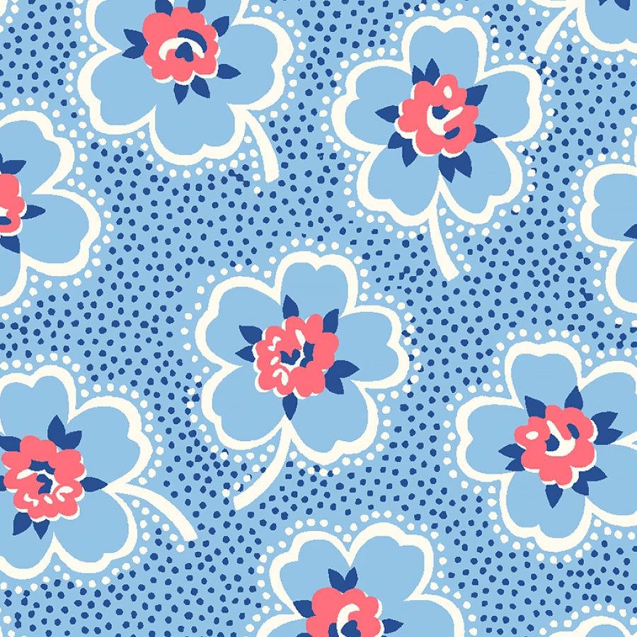 Windham Merry Go Round Dotted Florals Blue 1 Yard Cut