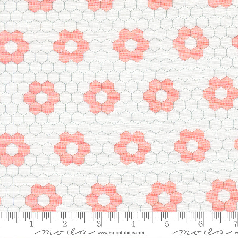 Moda A Cat Named Stitch Quilted Hexagons Cream Blush 1 Yard Cut