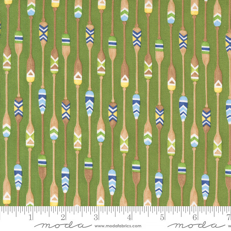 Moda On Lake Time Paddle Stripe Evergreen 1 Yard Cut