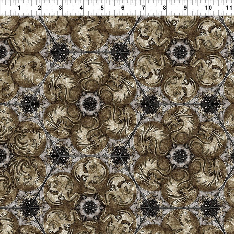 Dragons - Steampunk Dynasty Hexagons Taupe
